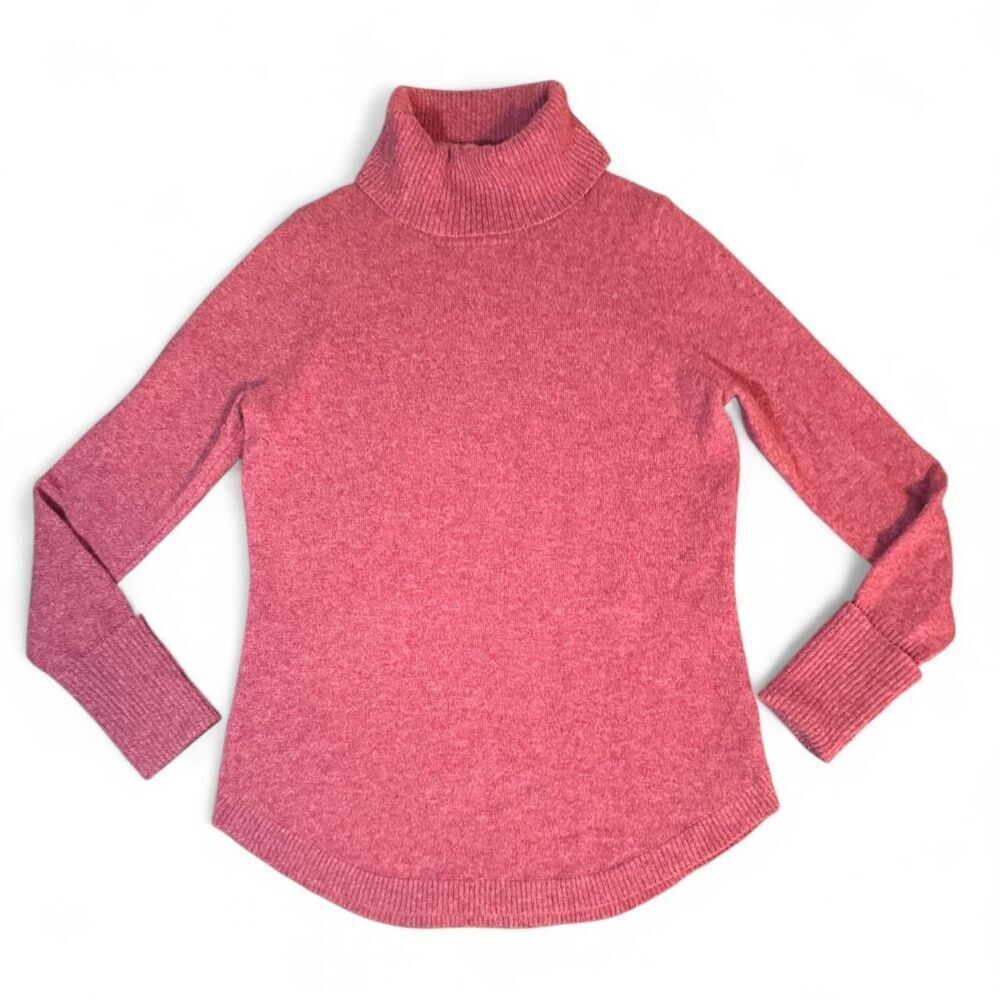 Max Studio 100% Cashmere Turtleneck Sweater M Heathered Rose Pink Soft Luxe
